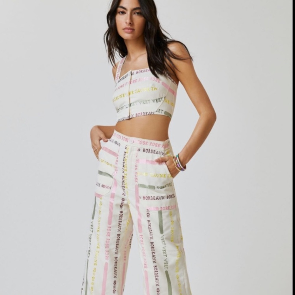 Anthropologie wine list embroidered pants new without tags size 14